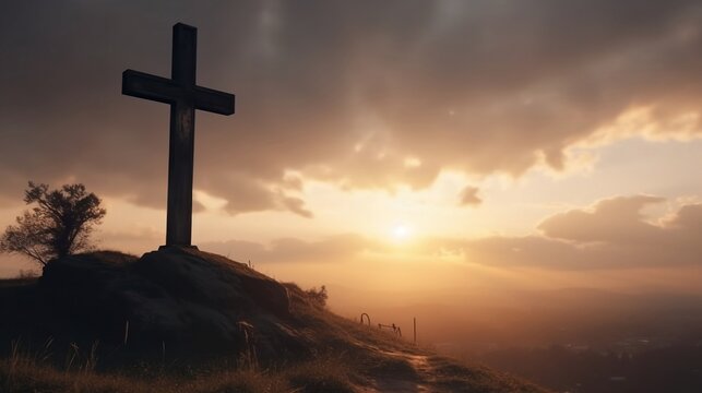christian cross in sunlight at sunrise beautuful sigh