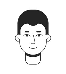Front view good guy monochrome flat linear character head. Friendly looking short haired man. Editable outline hand drawn human face icon. 2D cartoon spot vector avatar illustration for animation