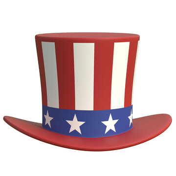 Uncle Sam's american hat 3d rendering