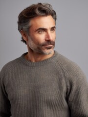 Fototapeta premium Portrait of a handsome middle-aged man in a grey sweater