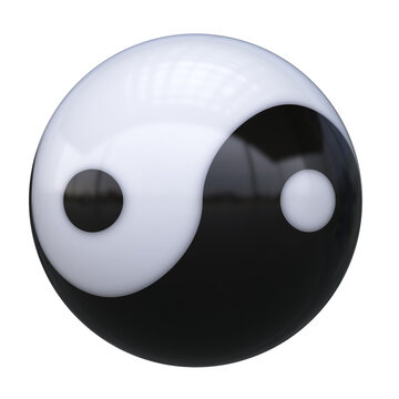 yin yang sphere 3d rendering