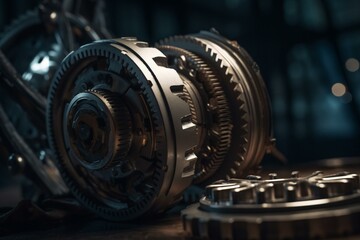 Fototapeta na wymiar Innovative engineering depicted on gearwheels. Generative AI