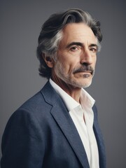 Fototapeta premium Portrait of a handsome mature man in a suit. Men's beauty, fashion.