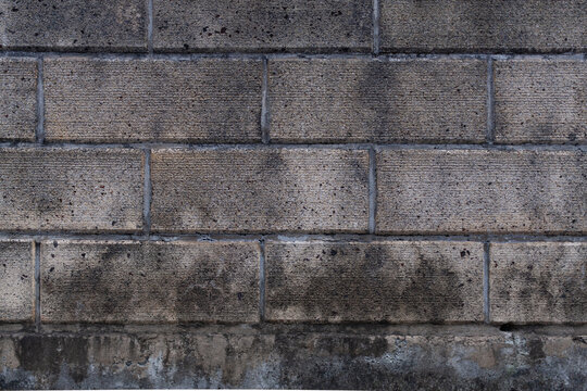 シミのあるコンクリートブロックの壁