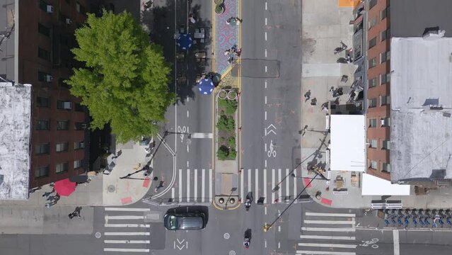 another overhead shot of Vanderbilt Ave. in Brooklyn closed to traffic for Open Streets