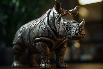 Illustration of a rhino action figure. Generative AI