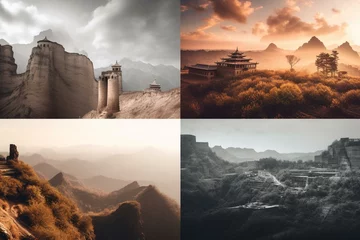 Zelfklevend Fotobehang Variety of global landscapes. Generative AI © Cosima