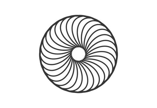 Black Spirograph style decorative design elements isolated on white background