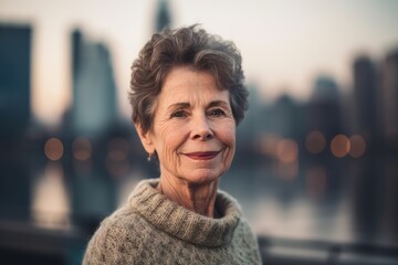 Portrait of a beautiful senior woman on a rooftop in New York City
