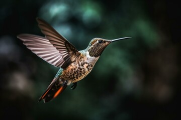 Fototapeta na wymiar A hummingbird in flight. Generative AI