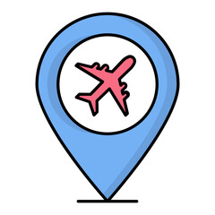 Obraz premium Airport Location Line Color Icon