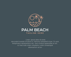 palm and beach logo. luxury elegant palm tree symbol