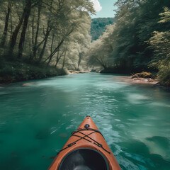 Fototapeta premium Kayak at River Forest. Generative AI