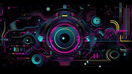 Obraz premium Abstract rainbow neon vector cosmic background. Generative AI