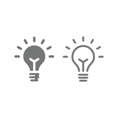 Lightbulb black vector icon. Simple bright light bulb, idea symbol.