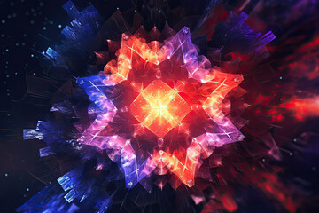 Abstract Epic Fractal Nonagon Background with Glowing Aura, Generative AI