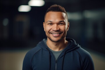 Portrait of a smiling young african american man at the gym