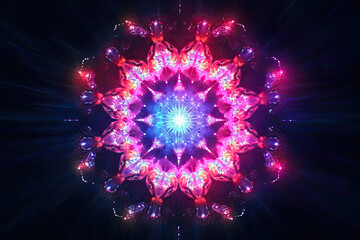 Abstract Epic Fractal Decagon Background with Glowing Aura, Generative AI