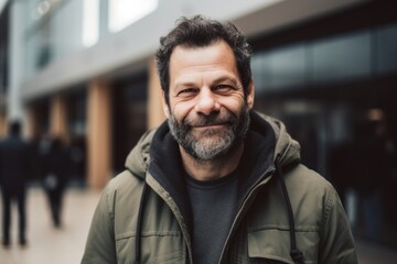 Obraz premium Portrait of a middle-aged man with a beard in the city