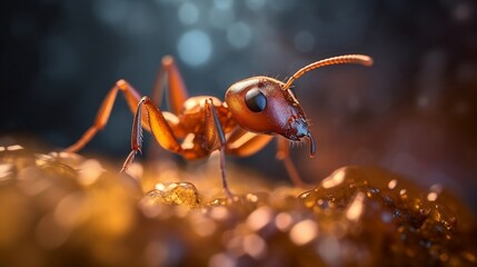  A close-up of an ant in nature, detailed, Generative AI