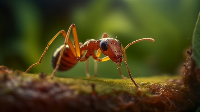  A close-up of an ant in nature, detailed, Generative AI
