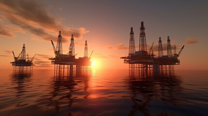 Fototapeta na wymiar Oil pump oil rig energy industrial machine for petroleum in the sunset background for design. Generative AI