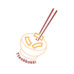 Tteokbokki. Popular Korean traditional food. Editable vector illustration