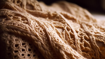 Close up of piece of cloth with lace pattern on it. Generative AI. - obrazy, fototapety, plakaty