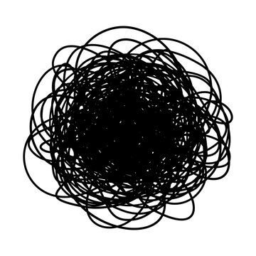 Grungy round scribble circle hand drawn with thin line, divider shape. Png clipart isolated on transparent background