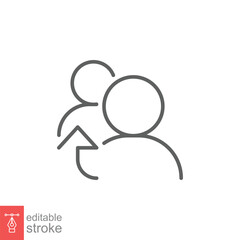 Referrals icon. Simple outline style. Reference, communication, people, business concept. Thin line symbol. Vector symbol illustration isolated on white background. Editable stroke EPS 10.