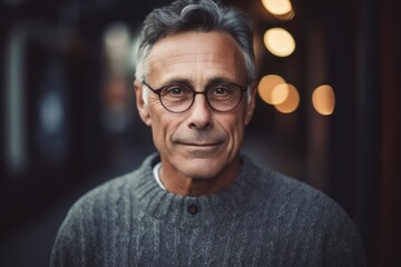 Obraz premium Portrait of handsome mature man with eyeglasses looking at camera