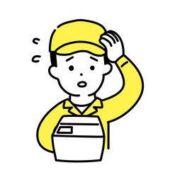 かわいい人物のイラストシリーズ _ 男性の作業員 _ 困る　