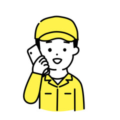 かわいい人物のイラストシリーズ _ 男性の作業員 _ コミュニケーション　