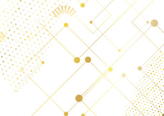 Abstract golden tech circuit board lines drawing graphic design. Futuristic computer chip background. Vector illustration