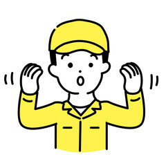 かわいい人物のイラストシリーズ _ 男性の作業員 _ 誘導　