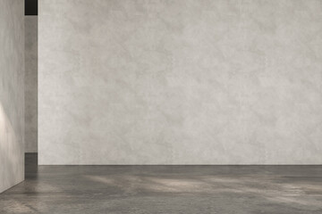 Modern interior design of apartment, empty interior with concrete flooring, windows, and suitable for various furniture and home decor mockups, panorama. 3d rendering