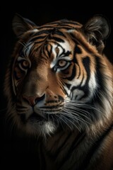 Tiger head portrait, created with generative AI