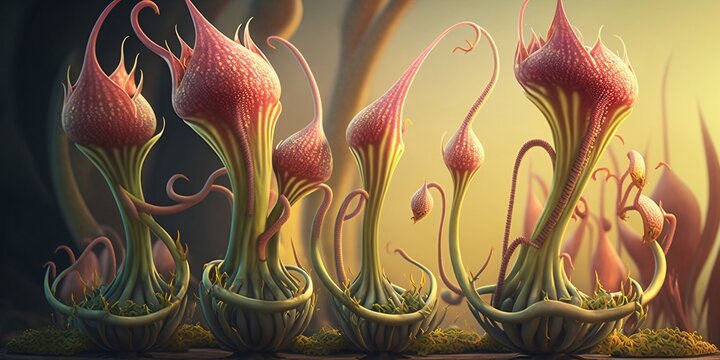 alien flower creature, surrealistic plant, extraterrestrial lifeform, generative ai