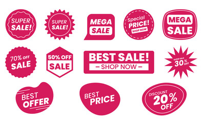 Sale tags collection. mega sale. super sale and more