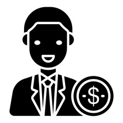Dollar with human showcasing investor icon 