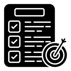 Checklist with dartboard, icon of target list 