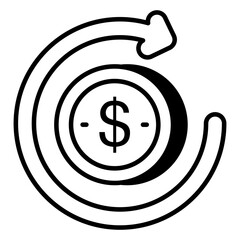 An icon design of money return 