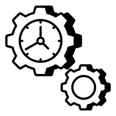 Vector design of time management, clock inside gear