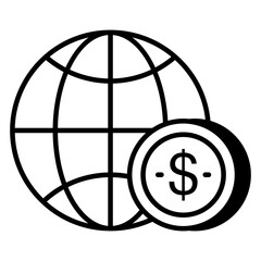 Dollar on globe, vector design of global money