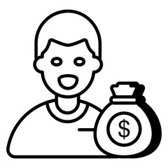 Dollar with human showcasing investor icon 