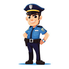 Police Officer in Uniform Cartoon Character Design in Vector Style
