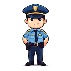 Police Officer in Uniform Cartoon Character Design in Vector Style