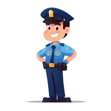 Police Officer in Uniform Cartoon Character Design in Vector Style