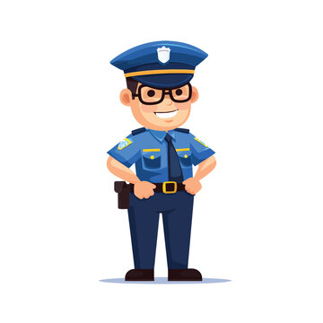 recommend clip art: Police Officer in Uniform Cartoon Character Design in Vector Style