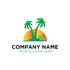 tropical island logo design with sunset icon. © Designservice907